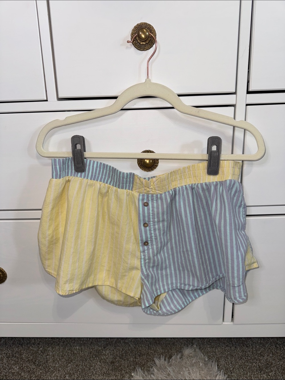 Free People Striped Two-Tone Yellow & Blue Women’s Boxers